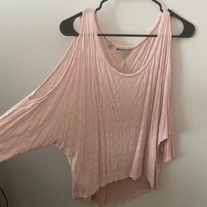 Pink cut out shoulder long sleeve